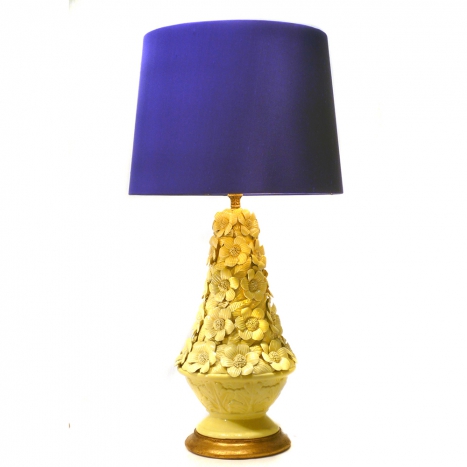 yellow ceramic lamp, spain 1960s