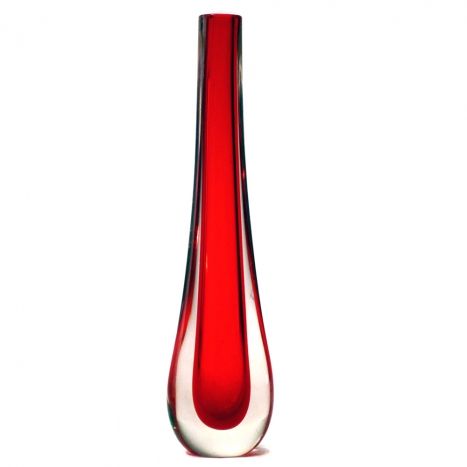 red murano glass vase, 