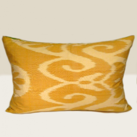 ikat cushion, yellow-beige