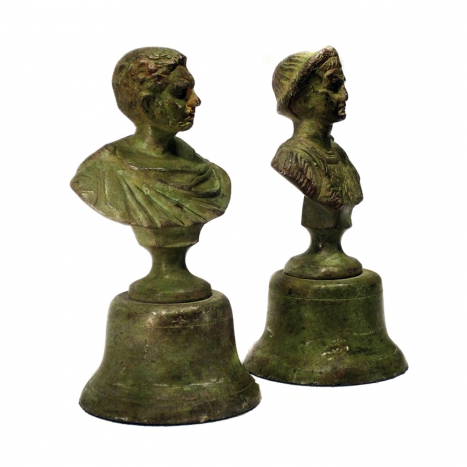 pair of busts, bronze