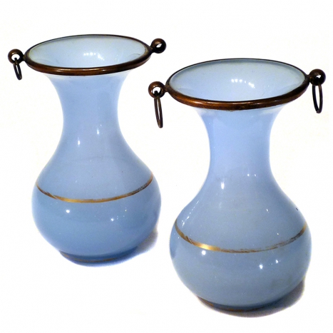 pair of vases, opaline glass