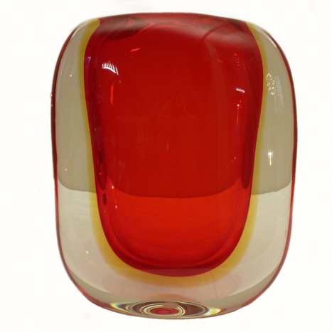 red vase, vintage murano glass