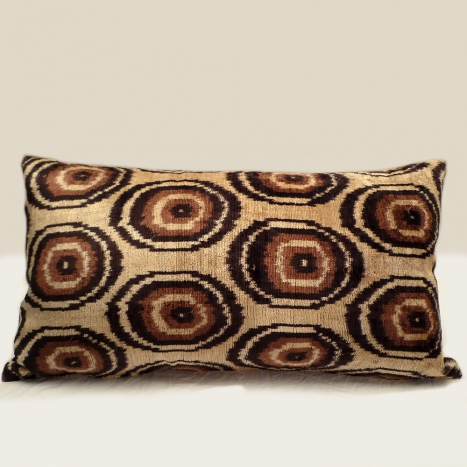 ikat cushion, black-brown-beige
